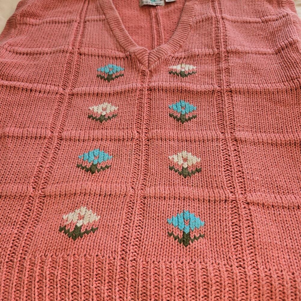 Vintage Russ Togs Knit Cotton Blend Sweater Vest Women's size Large cottage core